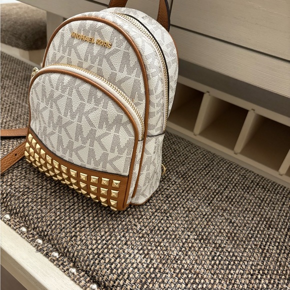 Michael Kors Beige and Brown Studded Backpack